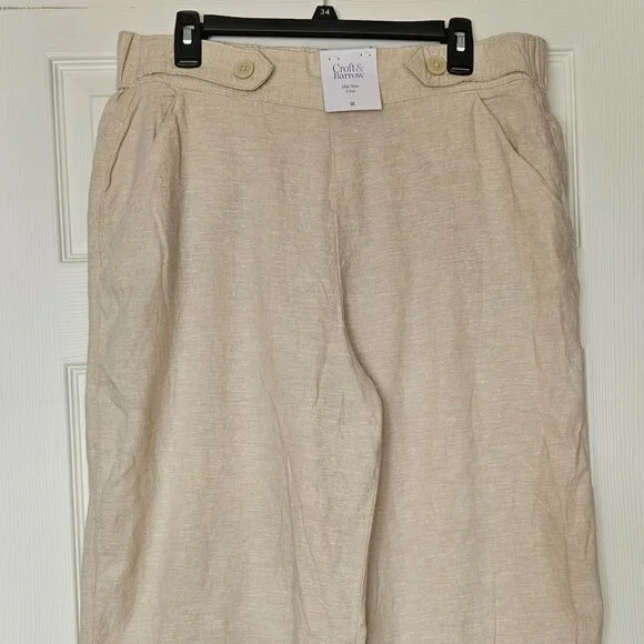 Croft & Barrow Mid Rise Crop Pants Women’s 0X Beige Linen Blend NWT - Picture 1 of 3